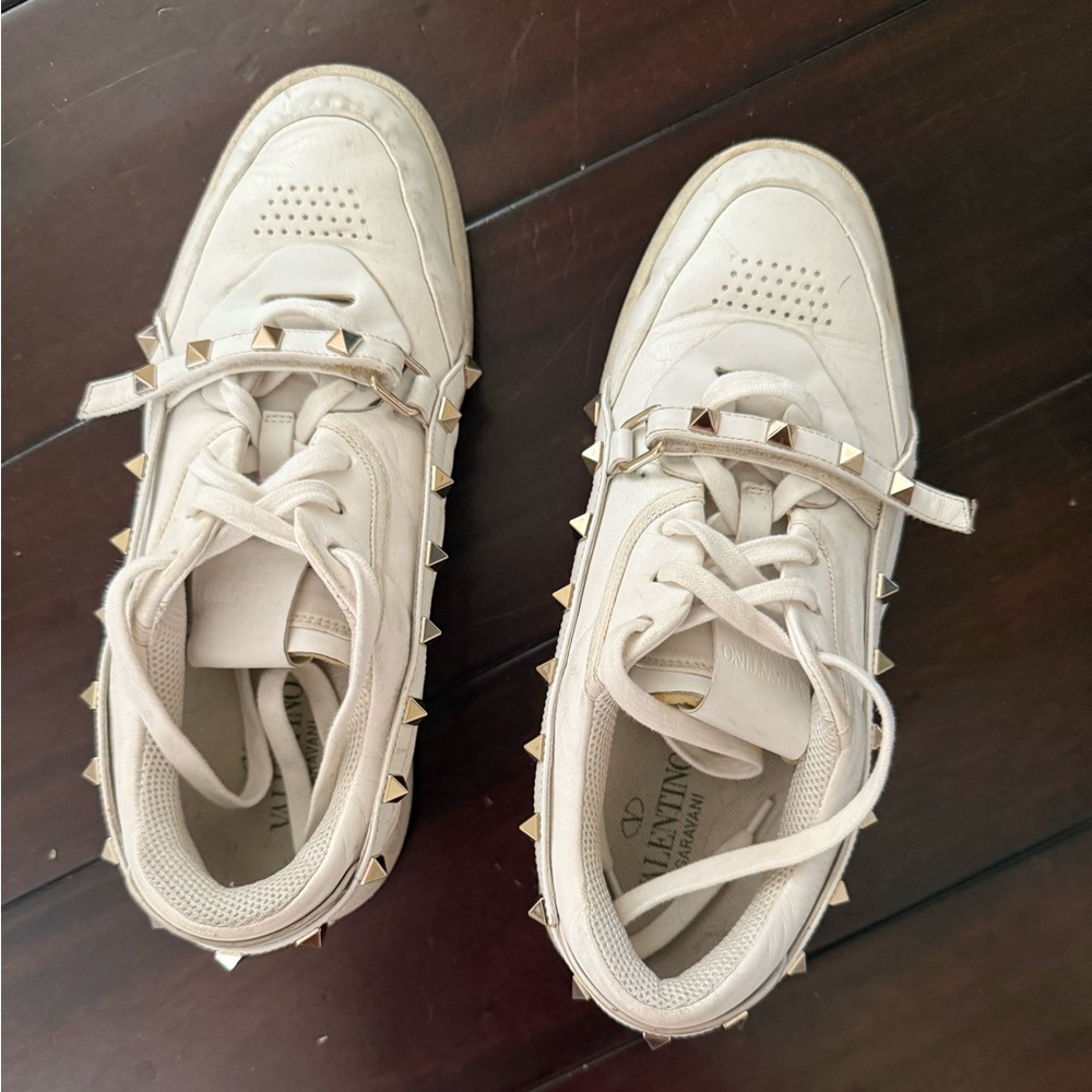 Valentino Women's White Sneakers with Gold Accents